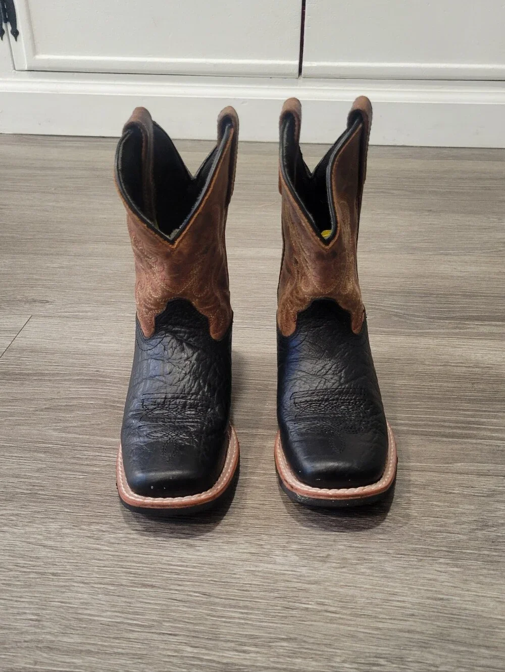 Dan Post Black and Brown Square Toe Western Cowboy Boots Size 11.5